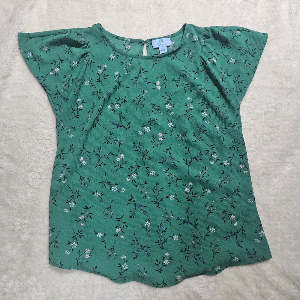 Green Flutter Sleeve Blouse